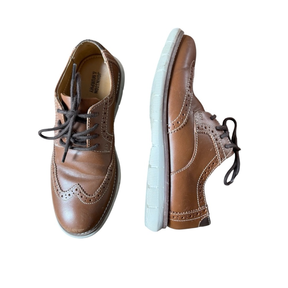 Johnston & Murphy Classic Brown Leather Boy's Brogues Sz 1 Little Kid - Picture 3 of 10